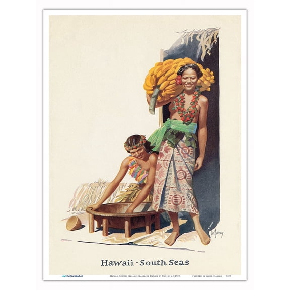 Hawaii South Seas Australia - Streamship SS Sonoma - Vintage Ocean Liner Travel Poster by Daniel C. Sweeney c.1927 - Master Art Print (Unframed) 9in x 12in