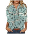thumbnail image 1 of Guardurnaity Blusa informal de manga corta con cuello en V para mujer, jersey con botones, camisa para oficina, Top de viaje para mujer, ropa de Prendas para la parte del cuerpo Tipo 2 XL, 1 of 6