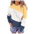 thumbnail image 3 of shqvo Hoodies for Women Drawstring Color Block Hooded Sweatshirt with Patch Flower Trendy Long Sleeve Sweatshirt Hoodies with Pockets Womens Fashion Clothes, 3 of 6