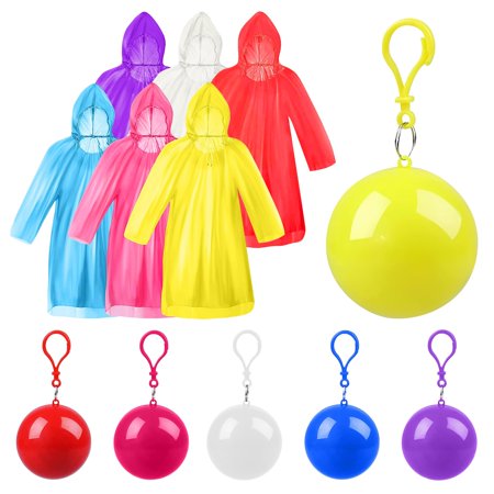 T Xrkuu 6 Pcs Disposable Emergency Rain Ponchos Waterproof Raincoats In Keychain Ball Adult Rainwear for Camping Cycling Outdoor (6 colors)