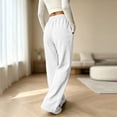 thumbnail image 4 of Rexolia Women's High Waist Brushed Fleece Sweatpants Wide Leg Open Bottom Warm Lounge Pants White XL, 4 of 7
