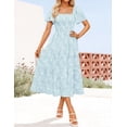 thumbnail image 2 of Vestido ZESICA para mujer, estilo bohemio, floral, midi, azul, talla M, 2 of 7