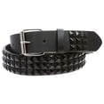thumbnail image 2 of Snap On Solid Color Punk Rock Star Pyramid Studded Checker Board Leather Belt, 2 of 5