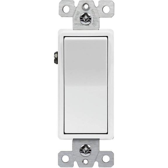 ENERLITES Single Pole Decorator Paddle Light Switch, Commercial Grade, 20A 120V-277V, Grounding Screw, Back Insert and Side Terminals, 91200-W, White