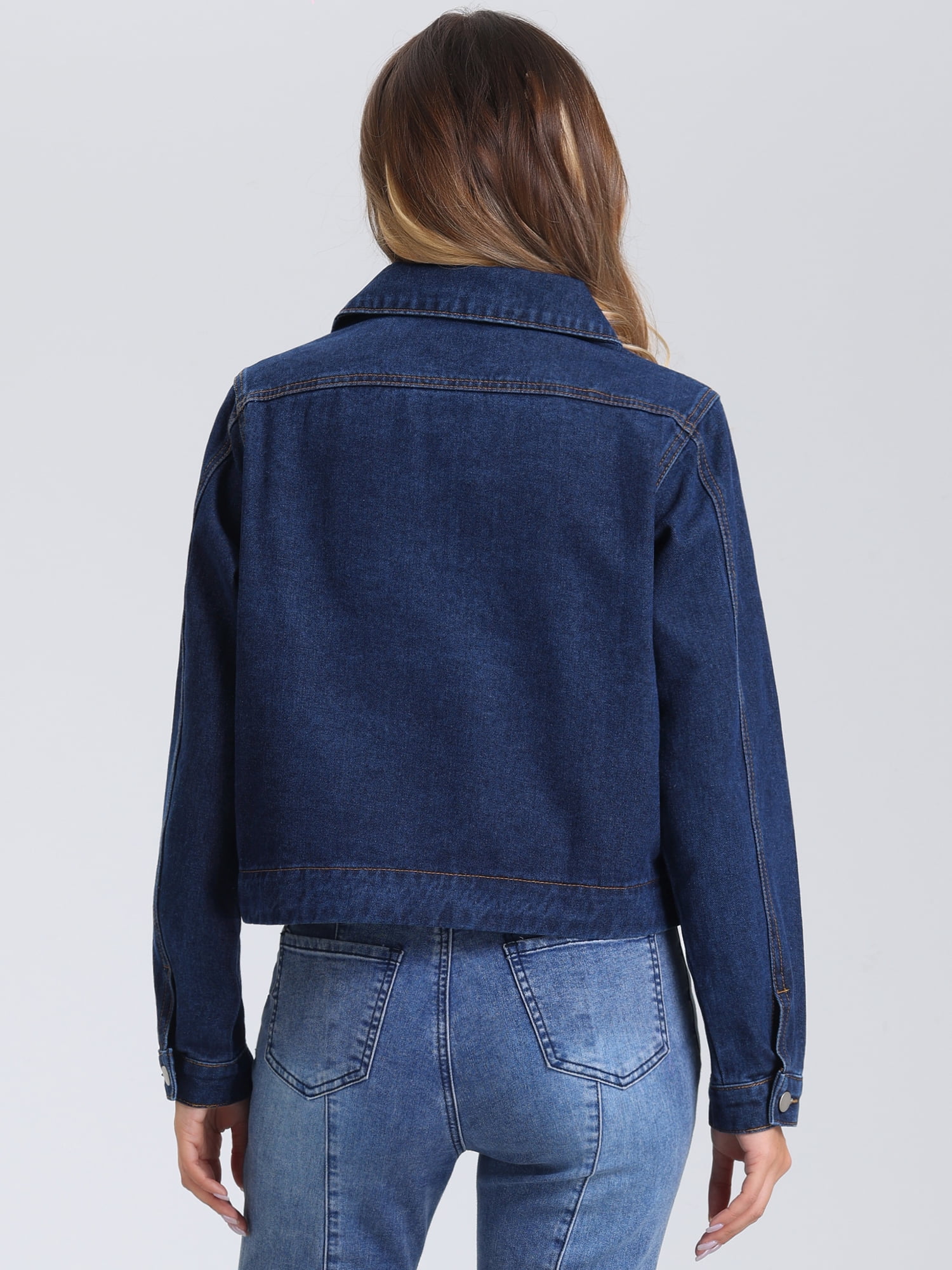 DARING DIVA Women's Vintage Casual Classic Denim Jacket M Deep Blue