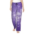 thumbnail image 1 of Fotbe Snowfall Sky White Purple Pantalones de Pijama para Mujer, Pantalones de Dormir, Pantalones Pj con Cordón y Bolsillos-Large, 1 of 6