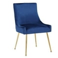 thumbnail image 3 of Haya Velvet Dining Chair in Blue with Metal Gold Legs, Side Dining Chair, Armless Chair Set 2, 3 of 5