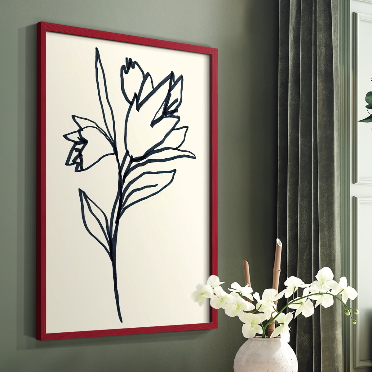 Floral Marker I in Paper Solid Wood 11 x 14 Framed Print