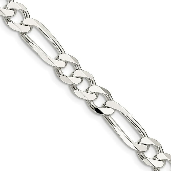 Auriga Fine Jewelry 925 Sterling Silver 7.5mm Figaro Chain Necklace 16inch for Women