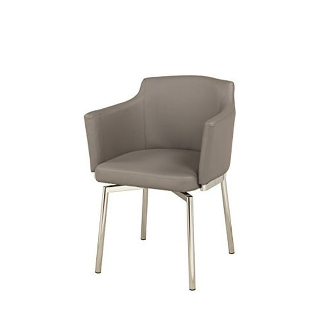 Chintaly Imports Fauteuil Pivotant Style Club, Chrome/gris, Lot de 2