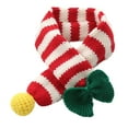 thumbnail image 2 of Christmas Dog Cat Santa Scarf, Dog Winter Knitted Scarf Pet Winter Neck Warmer Costume with White Pompom Ball Party Dressup Xmas Cute Decorate Gift Red, 2 of 8