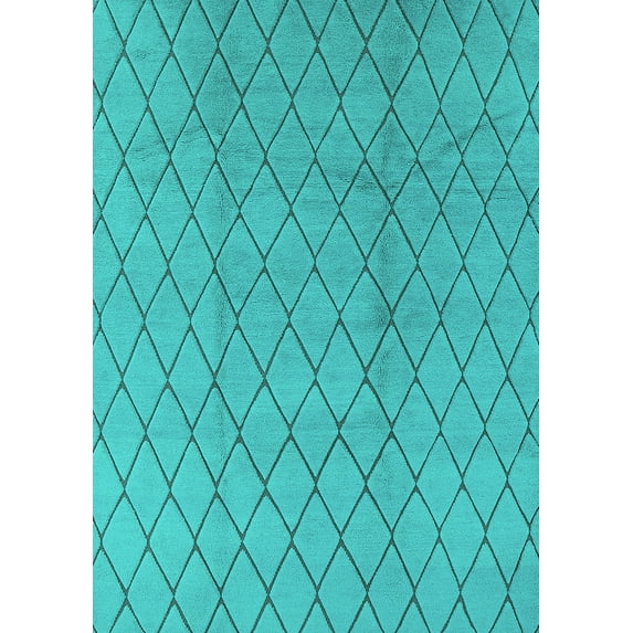 Ahgly Company Machine Washable Indoor Rectangle Oriental Turquoise Blue Industrial Area Rugs, 2' x 3'