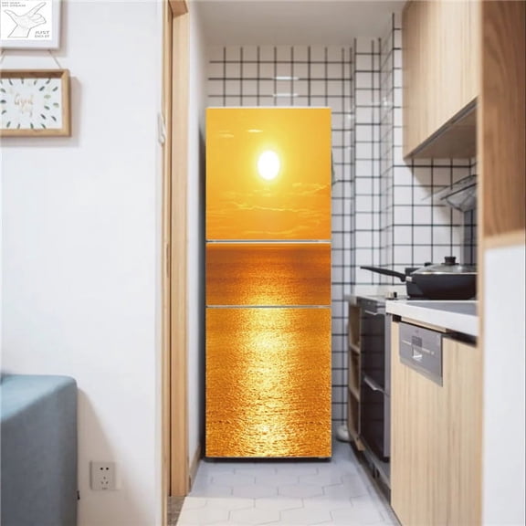 Golden Water Surface Refrigerator Sticker Removable Mural Furniture Refurbish Decal Moon Custom Kitc