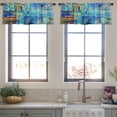 thumbnail image 3 of LALILO Kitchen Curtain Valance Oil With Graffiti Art Blue Rod Pocket Window Curtain 52"x 18" Set of 2, 3 of 5