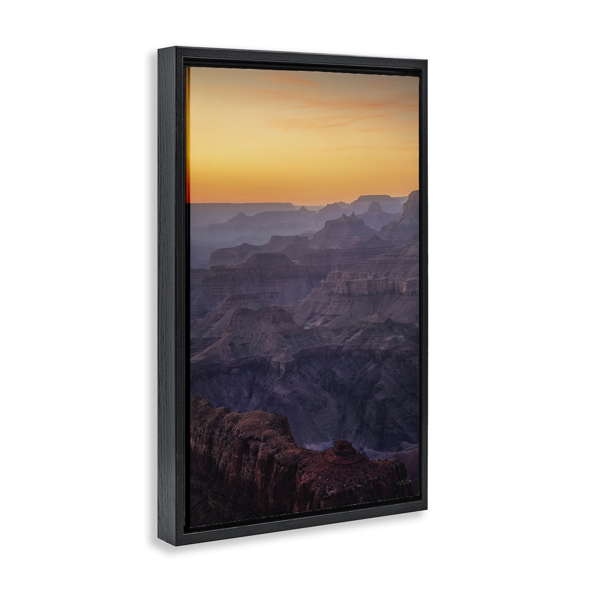 Stupell Industries Orange Sunset Canyon Landscape & Nature Photography Black Floater Framed Canvas Art Print Wall Art, 21 x 31