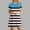 Blue, variant on Juslio Women Dress Round Neck Vintage Striped, Midi Dress Loose Casual Short Sleeve T-Shirt Dresses