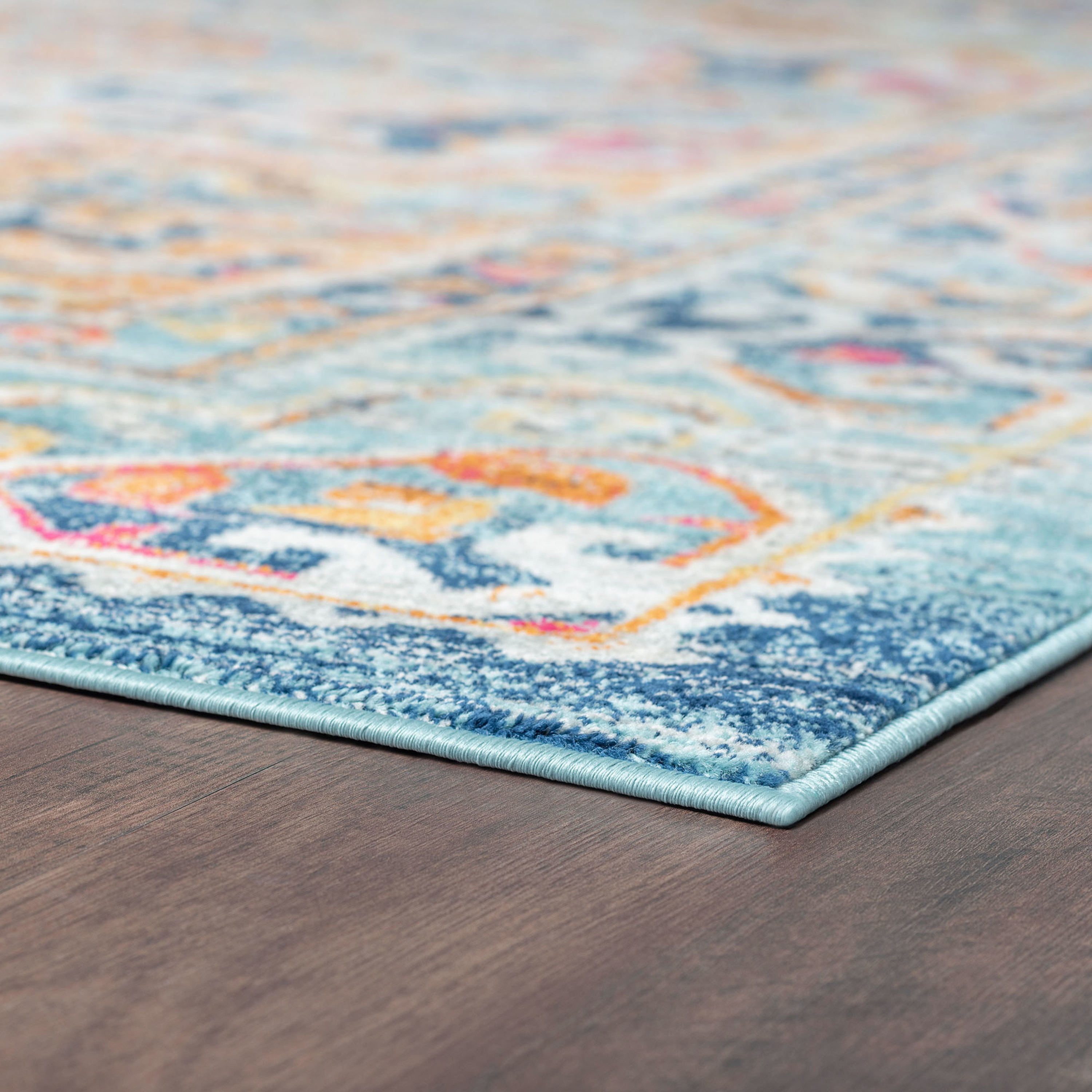 Transitional 2x3 Area Rug (2' x 3') Medallion Pink, Navy Indoor Scatter Easy to Clean