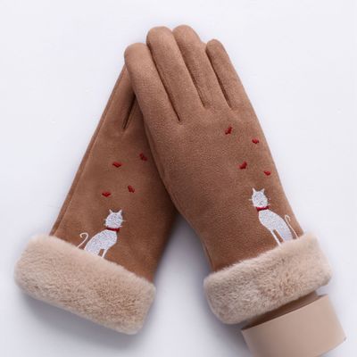 Grey Pixnor Women Winter Gloves Warm Wool Mittens with Mitten Cover 