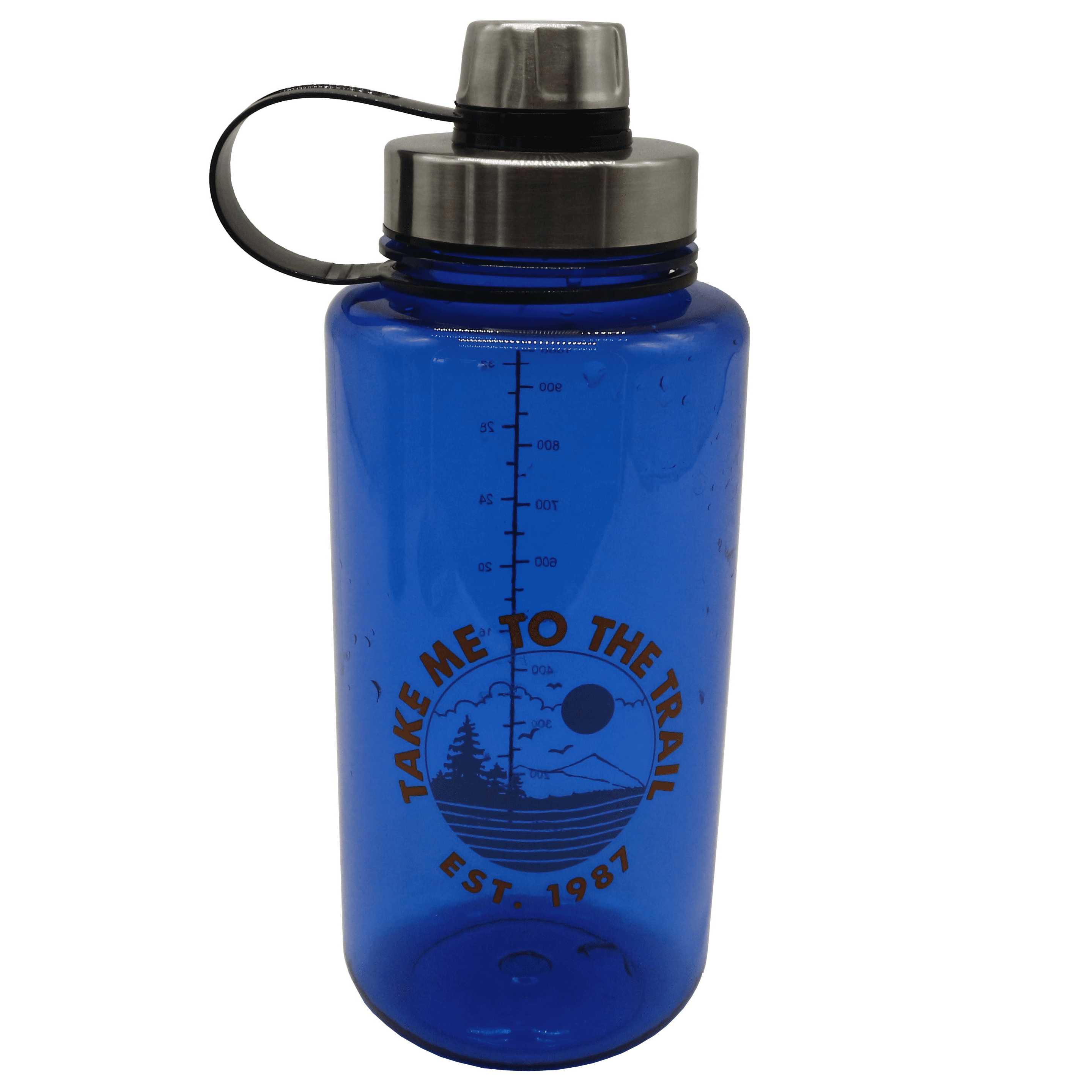 Ozark Trail 32 oz Blue Plastic Water Bottle with Wide Mouth and Flip-Top Lid