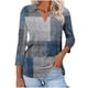 thumbnail image 1 of Camiseta de Solapa de Cuello en V de la Manga Superior de 3/4 de las Mujeres, Uso Diario Cómodo Casual, 1 of 5