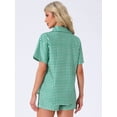 thumbnail image 4 of DARING DIVA 2 Pieces Plaid Pajama Short Sleeve Set Button Down Shirt M Green, 4 of 6