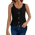 thumbnail image 4 of Dagugfen Ribbed Knitted Tank Tops for Women Crew Neck Button down Sleeveless Homewear Tops Solid Color, 4 of 8