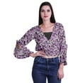 thumbnail image 1 of Moomaya Haut Court Imprimé pour Femmes Style Enveloppant Manches Longues à Volants Blouse d'Été Décontractée, 1 of 5