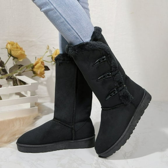 Classic Plush Snow Boots and Calf Women's Boots Wool Women's Boots Warm Winter Shoes 2024 Winter New Women's Shoes D84 (black,36)