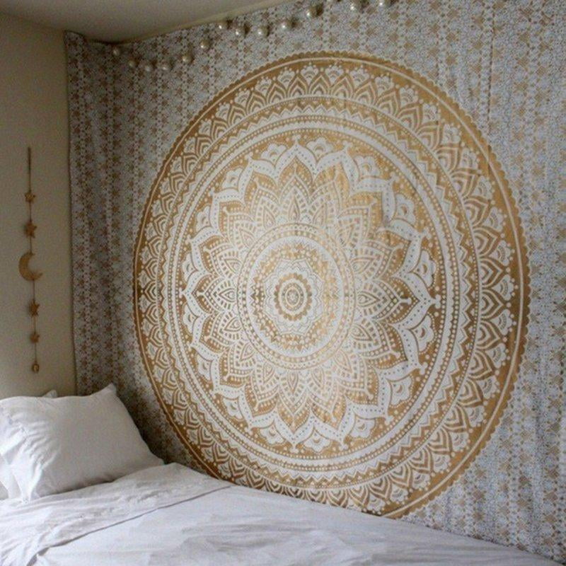 Indian Mandala Wall Hanging Cotton Beach Throw Peacock Feather Queen Tapestries 