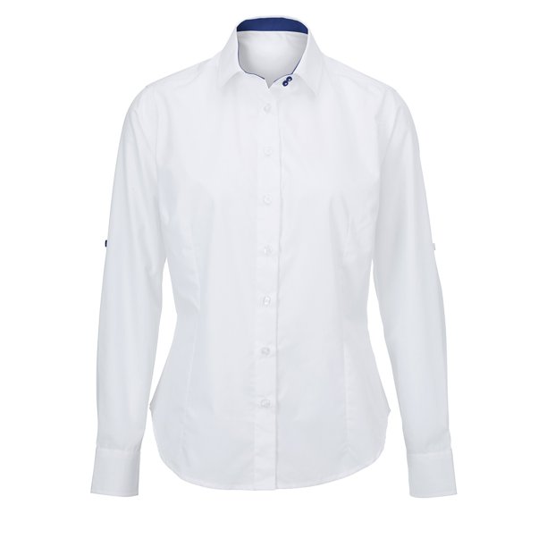 Alexandra - Camisa de trabajo con mangas enrollables para mujer (Blanco/Azul Royal) Alexandra UTRW5349_whiteroyal