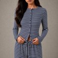 thumbnail image 5 of Women's Fall Striped Knit 2 Piece Outfit Long Sleeve Button Down Cardigan Top & Wide Leg Pants Set with Drawstring Waist Casual Loungewear for Daily Wear, Work M, 5 of 5
