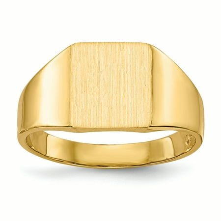 14K Yellow Gold 4 MM Square Engravable Signet Ring, Size 6