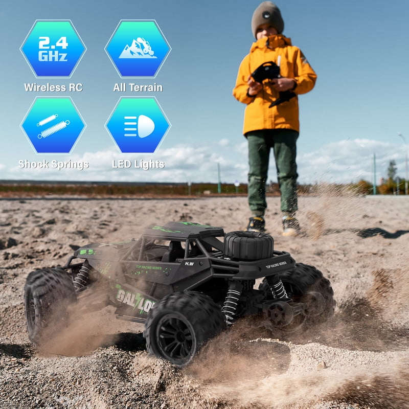 LOOKFLY 1:16 Scale Fast Large RC Car,40+KM/H All Terrain High Speed Remote Control Car, 4x4 RC Monster Truck with 60 Min Runtime,2 Batteries,Gifts Toys for Kids & Adults,Black