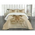 thumbnail image 3 of Ambesonne Vintage Quilted Bedspread Set 3 Pcs, Dots Bunny Geometric, Queen Size, Pale Brown, 3 of 5