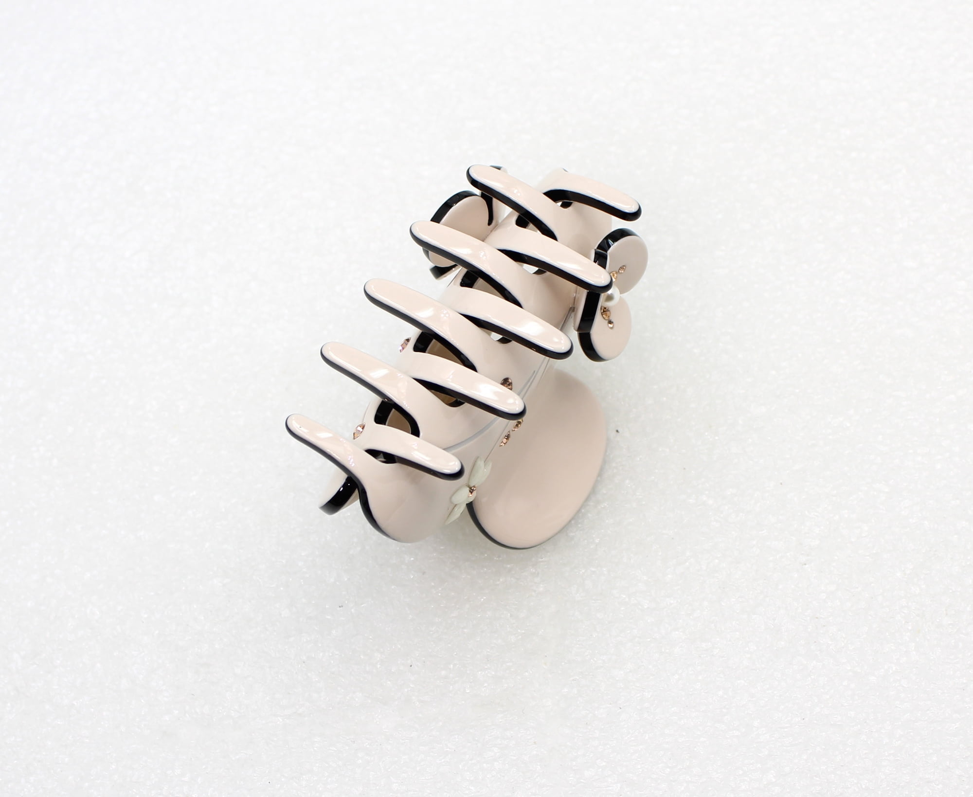 Faship Champagne Cellulose Acetate Floral Art Deco Hair Claw Clips