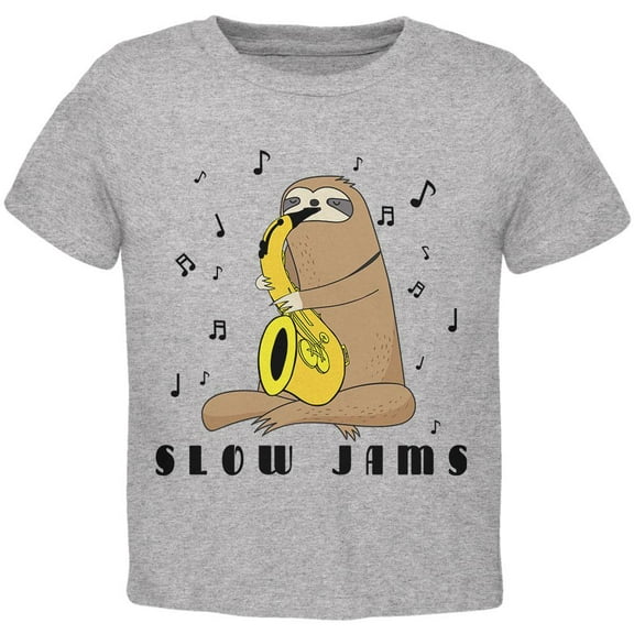 Sloth Slow Jams Funny Pun Saxophone Toddler T Shirt Heather 2T