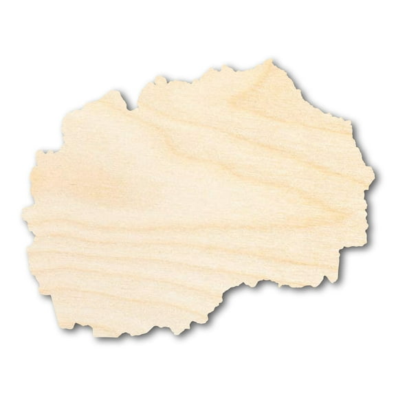 Unfinished Wood Macedonia Coutry Shape - Southeast Europe Craft - up to 46" DIY 12" / 1/8"