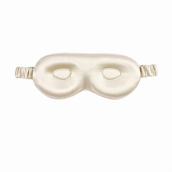 Silk Sleep Mask with Adjustable Strap, 3D Contoured Cup Silk Eye Mask for Sleeping, Total Black Out,（beige）