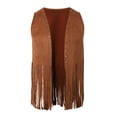 thumbnail image 5 of Western Cowboy Vest Men 70s Hippie Suede Tassel Fringe Vest Open Front Cardigan Jacket Outerwear, 5 of 8