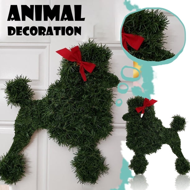 PYPESEEWY - Corona artificial de salchicha para perro, ramas artificiales, hojas verdes, guirnalda navideña, corona artificial para puerta de entrada, celebración del festival navideño, decoración de