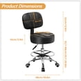 thumbnail image 2 of KKTONER Round Drafting Office Chair Swivel Stool with Back Adjustable Foot Rest Rolling Stool with Wheels Thick PU Leather Black Task Chair, 2 of 4