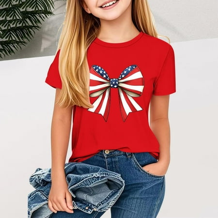 BLTIBY 2025 Girls Boys Short Sleeve Top Child Kids Summer Independence Day Printed Round Neck Shirts Toddler Infant Casual Fashion Loose Pullover Blouse Red 9-10 Years BLTIBY 2025 Girls Boys Short Sleeve Top Child Kids Summer Independence Day Printed Round Neck Shirts Toddler Infant Casual Fashion Loose Pullover Blouse Red 9-10 Years