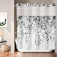 thumbnail image 6 of No Hook Shower Curtain Decorative Eucalyptus Grey Waterproof Bathtub Bath Curtains Farmhouse Leaves Summer Spring Leaf Extra Long Shower Curtain Bathroom Decor with See Through Top Window 72x78 Inch, 6 of 9