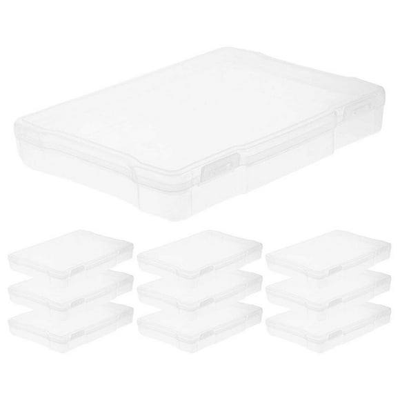 10 pcs Picture Storage Boxes Portable Photo Boxes Plastic Craft Storage Box with Lids