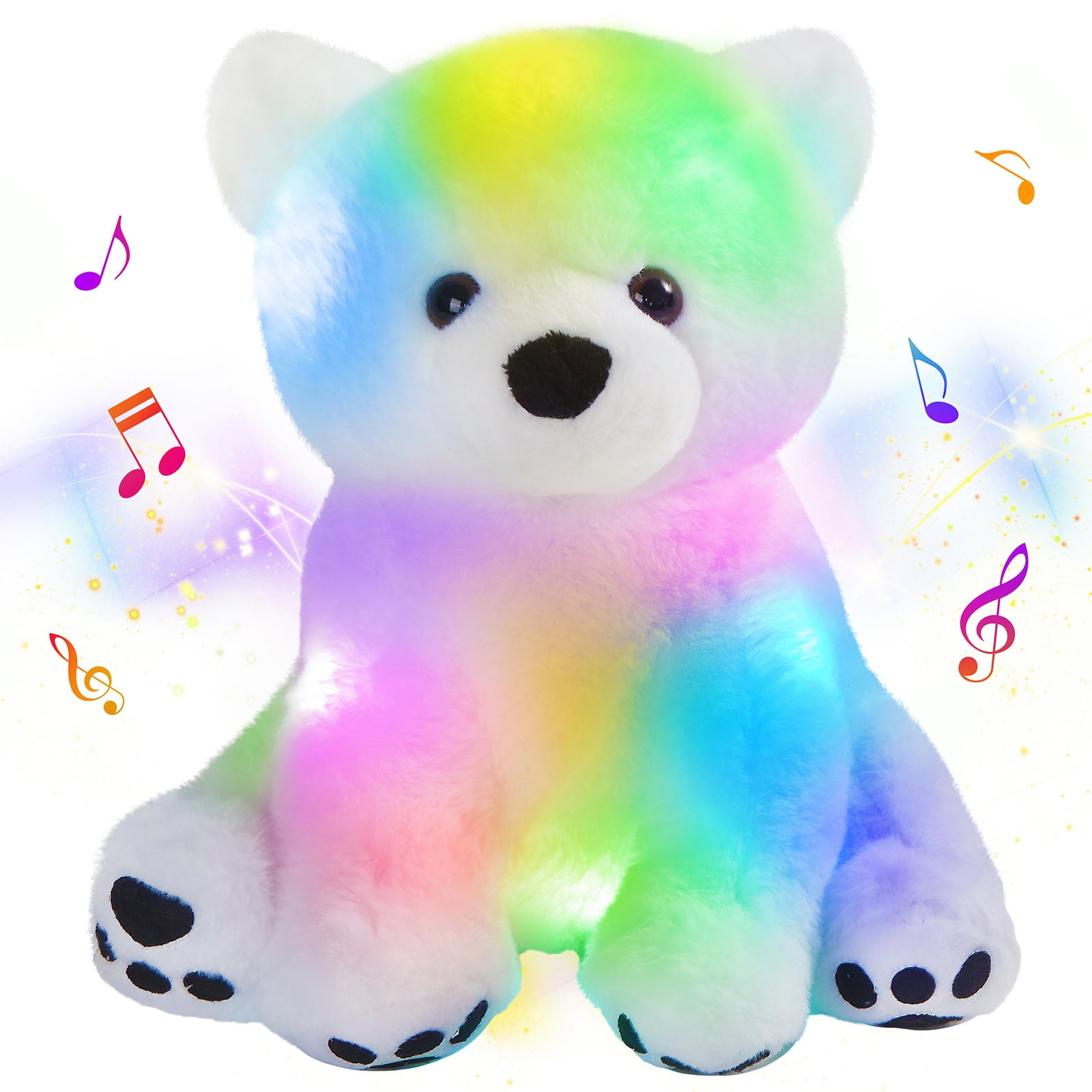 Houwsbaby Light up Polar Bear Stuffed Animal Birthday Gifts for Toddler Girls, White, 11.8