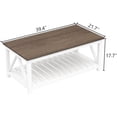thumbnail image 6 of ChooChoo Farmhouse Coffee Table, Rustic Vintage Living Room Table with Shelf, 40 White, 6 of 8