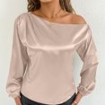 thumbnail image 5 of HongQid Women's Sexy One Off The Shoulder Tops Blouse Asymmetrical Neck Clothes Long Sleeve Shirt Dressy Going Out Tops, 5 of 8