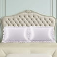 thumbnail image 2 of PiccoCasa Satin Pillowcase Ruffled Pillow Shams Set of 2, Standard Lavender Gray, 2 of 7