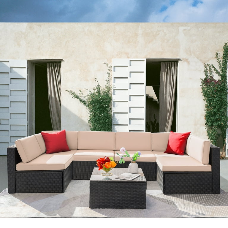 Carmelo 7 piece rattan sectional clearance