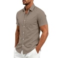 thumbnail image 4 of Kezqiaxn Oversized Shirt Men Summer Short Sleeve Business Work Button Up Shirt with Pockrt Fashion Clothing 2026, 4 of 8